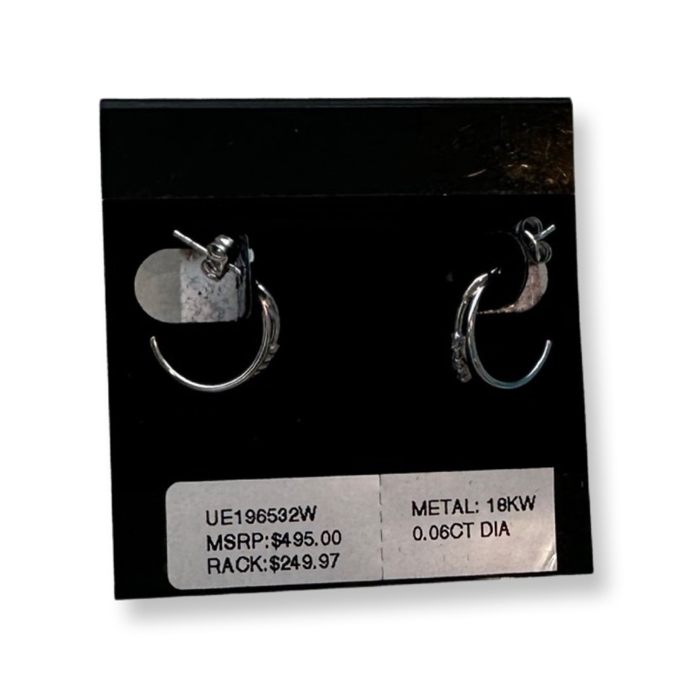 COPY - Bony Levy 18K white gold Pave Diamond 💎 Open Huggie Hoops Earring